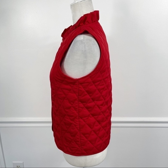 CROWN & IVY Red Ruffle Collar Gold Snap Buttons Puffer Vest - KIDS XL - Picture 5 of 8